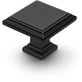 Ravinte Matte Black Kitchen Square Cabinet Knobs 1-3/16 Inch 25 Pack | Solid Zinc Alloy, Smooth Pull Feel, Drawer Pulls, Single Hole, Kitchen Cabinet Hardware Knobs, for Cupboards and Drawers