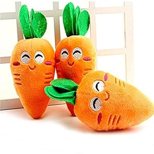 DaHanBL – Peluche de zanahoria con patrón de zanahoria, juguete para masticar sonidos