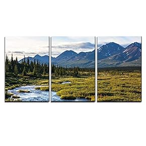 River in Tundra on Alaska x3 Panels