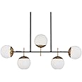 GEORGE KOVACS P1355-618 Alluria Island Chandelier, 5-Light, 375 Total Watts, 15.75-in H x 6-in W, Weathered Black with Autumn