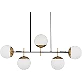 GEORGE KOVACS P1355-618 Alluria Island Chandelier, 5-Light, 375 Total Watts, 15.75-in H x 6-in W, Weathered Black with Autumn