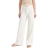 DL1961 Women's Hepburn Wide Leg High Rise Jeans, Eggshell, Off White, 28