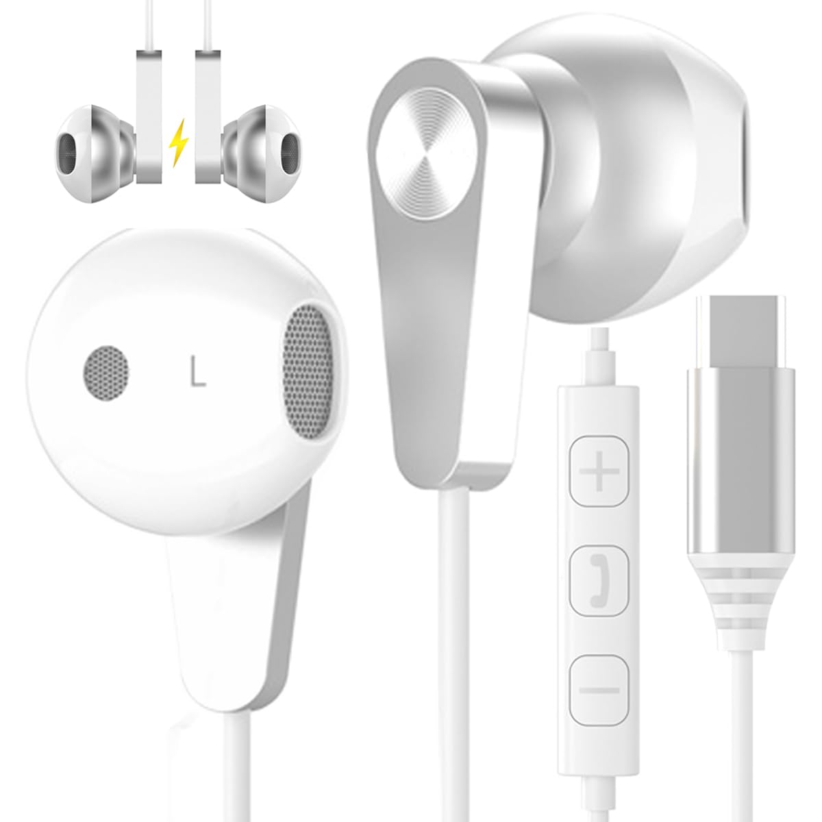 Photo 1 of USB C Headphones, USB-C Magnetic Wired Earbuds HiFi Stereo Type C Earphones with Microphone Volume Control for iPhone 16 15 Pro Max Plus, iPad, Samsung Galaxy S25 S24 S23 Ultra, Pixel 9 8 7 and More