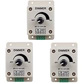Hiletgo 3pcs DC12-24V 8Amp 0%-100% PWM Dimming Controller for LED Lights, Ribbon Lights,Tape Lights,Dimmer is Compatible with Hilight, LEDwholesaler, fillite, and Others' Strips