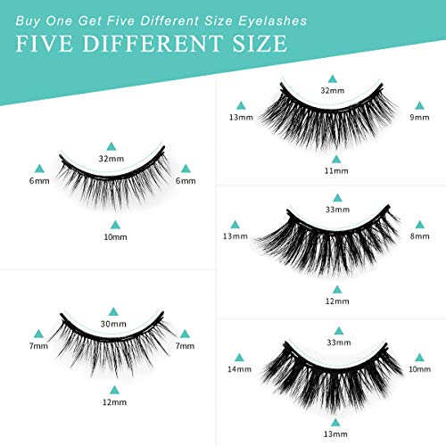 Magnetische Wimpern, Magnetischer Eyeliner und Wimpern-Kit, Falsche Wimpern-Kit, Wiederverwendbarer Magnetwimpern ohne Kleber Natürliches Aussehen mit Pinzette, wasserdicht und langlebig, 5 Paare