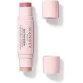 Wander Beauty On-the-Glow Blush and Illuminator - Dusk/Nude Glow - 7-in-1 Hydrating Cream Blush & Highlighting Stick - Stick Blush for Cheeks, Lip, Face & Body - Highlighter Makeup & Blush - 0.4 oz