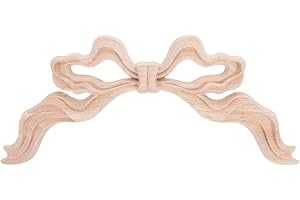 Mipcase Wood Carved Bowknot Wall Applique : Decorative Bow Appliques for Furniture Cabinet Dresser, 10.41X4.72X0.59in