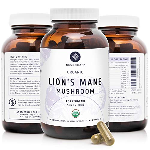 Neurogan Organic Lions Mane Mushroom Capsules, (120 Count, 60-Day Supply) - Improve Focus, Memory, M - //medicalbooks.filipinodoctors.org