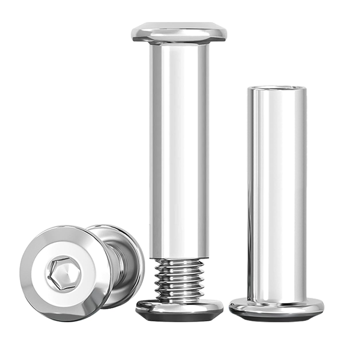 Drenky 10 Sets Barrel Connection Screws M8 Connecting Bolts 304 Stainless Steel Screw Post M8 X 30mm Furniture Bolts Sleeve Nuts for Bed, Door, Table, Chair, Worktop, Cabinet