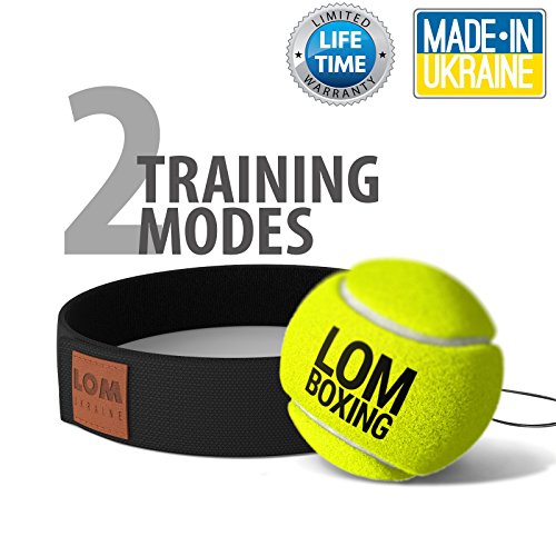 LOM Fight Ball Reflex, Boxing Ball, Softer Than Rubber Ball, Boxing Equipment, Trainer for Workout and Fitness, Boxing Headband with String and Boxing Tennis Ball for speed punch and for All Ages