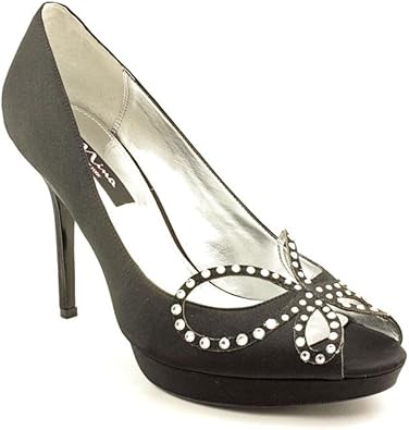 nina black satin pumps