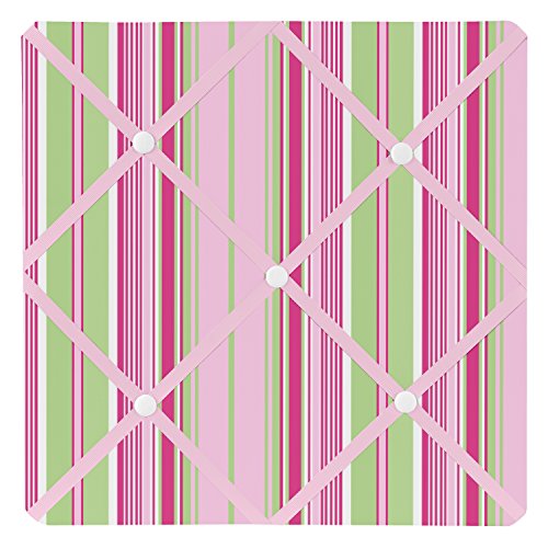 Sweet Jojo Designs Pink and Green Jungle Friends Stripe Fabric Memory/Memo Photo Bulletin Board