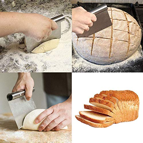 Pastry Brush Bench Scraper Set, Stainless Steel Dough Cutter, Natural