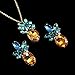 SXNK7 Sparkling Yellow Emerald Crystal Vintage Trendy Fruit Pineapple Earrings Stud Jewelry For Women (pineapple earring necklace sets)