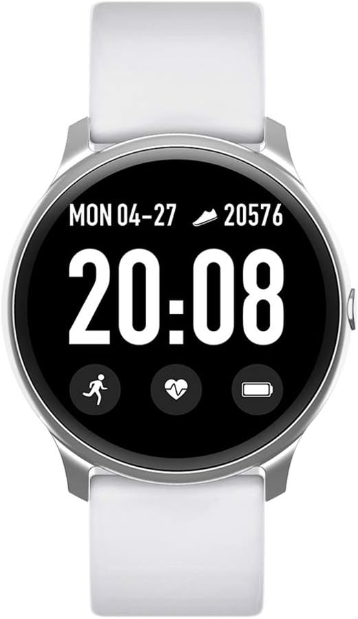 HX0945 KW19 Smart Watch Women Blood Oxygen Pressure Smartwatch Heart Rate Smartwatch Remote Control Music IOS Android,White