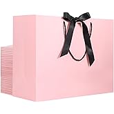 EUSOAR Thank You Gift Bags, 25pcs 16"x6"x12" Large Pink Gift Paper Bags with Ribbon Handles, Heavy Duty Shopping Wedding Birthday Party Favor Paper Gift Treat Bags Bulk