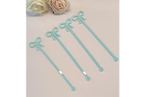 YUXUANISH 20pcs of Bow Drink Stirrers,Baby Blue Acrylic Drink Stirrer,Bow Drink Stir Stick,Swizzle Sticks for Party&Festival Decoration