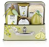 Luxury Spa Gift Basket, PURE Spa Basket -Bath and Body Gift Set. Pear Bath Set Includes Bubble Bath, Body Scrub, Shower Gel, more! #1 Gift Baskets for Women! (Large)