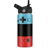 Video Game Gifts for Boys 16oz Water Bottle with Straw Lid - Gamer Stainless Steel Kids Insulated Cup for School, Sports, Travel Tumbler - Gaming Birthday Gifts for Game Lovers, Boys, Girls