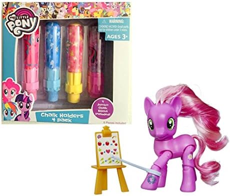 My Little Pony Toys Bundle Set My Little Pony My Little Cheerilee and My Little Pony 4 Jumbo Chalk with Holders (4 Colors Pink, Blue, Yellow, Red)