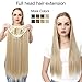 SARLA Blonde Hair Extensions U Part Clip in Full Head Hair Pieces for Women Long Straight 24 Inch Synthetic Heat Friendly Fiber