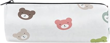 Amazon ペンケース 丸い 筆箱 化粧ポーチ コスメポーチ ミナマット 人気 クマ柄 可愛い 白背景 大容量多機能 学生 オフィス ペンケース 文房具 オフィス用品