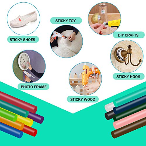 Hot Glue Sticks,15 Colors,Mini Glue Sticks, EVA Glue Mini Size Hot Melt Glue Adhesive Sticks for Glue Gun Mini DIY Art Craft,90pcs, 6pcs Per Color,Diameter 0.28", Length 3.9"