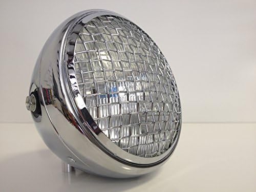 Wire Mesh Chrome Motorcycle Headlight Halogen Steel Bucket 7.75"