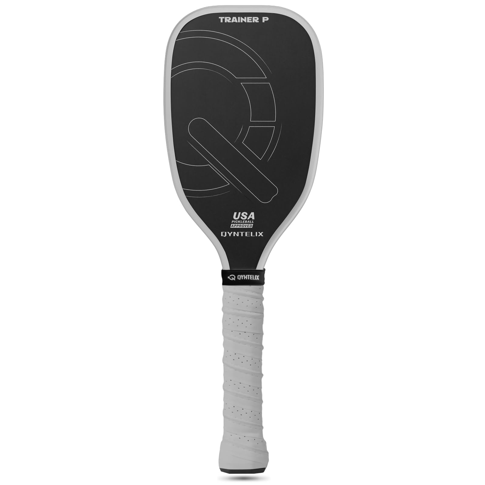 Photo 1 of Pickleball Training Paddle -USAPA Approved Pickleball Trainer Practice Paddle, Raw Carbon Fiber Particle Paint Frosted Surface, Extra Long Handle, 16mm Core Sweet Spot Training,Gray