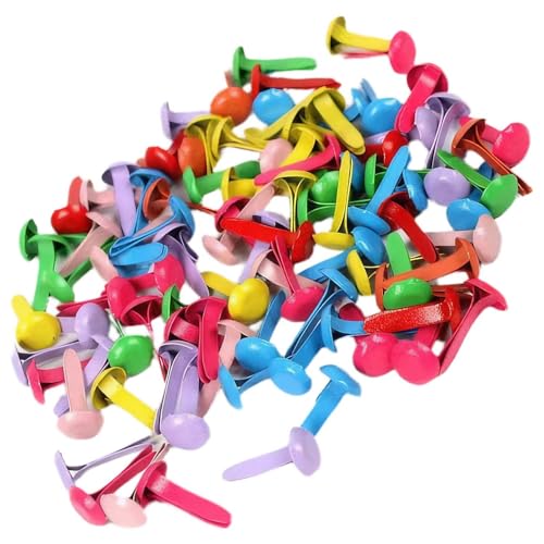 Lcpucc Golden & Silver Metal Brads for Scrapbooking - 100 Pcs Double-Ended Paper Fasteners in Colored Finishes for Crafts and DIY Projects