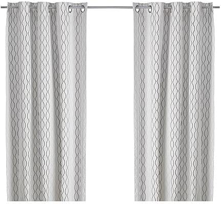 Ikea Henny Rand Pair Of Curtains Window Panels White Brown Gray