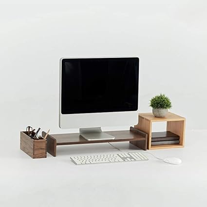 Cora Studio Support Pour Ecran En Bois Socle Rehausseur D Ecran Pour Ordinateur De Bureau Pc Tv Tablette Banc Repose Ecran Moniteur Ergonomique Amazon Fr Cuisine Maison