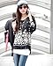 Lowpricenice Lady Batwing Sleeve Chiffon Shirt Bohemian Floral Oversized Blouse (L, Black)