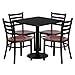 Flash Furniture Clark 30'' Square Black Laminate Table Set with 4 Ladder Back Metal Chairs - Cherry Wood Seat