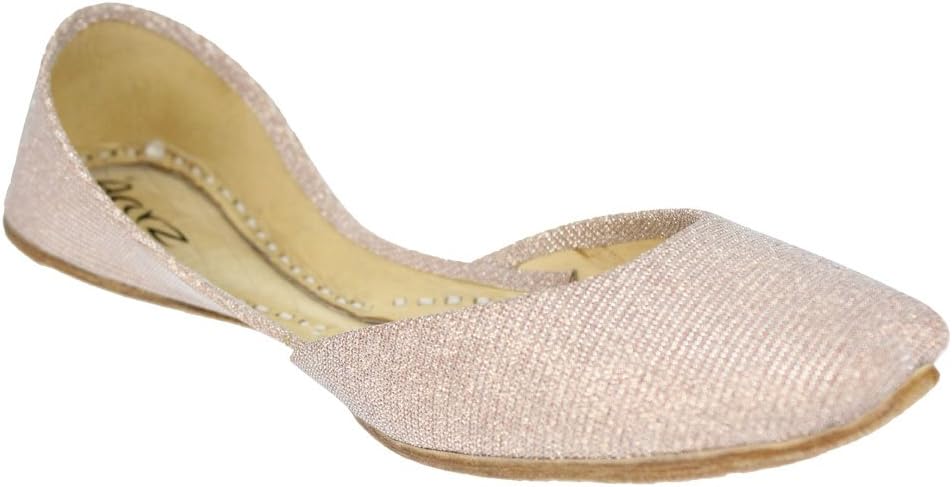 AARZ LONDON Kids Girls Jamawar Fabric Slip On Traditional Indian Casual Handmade Leather Flat Khussa Pumps Shoes Size