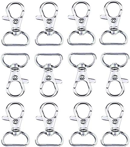 Swivel Clasps Lanyard Snap Hook Lobster Claw Clasp,with 1 inch inner width D ring,Pack of 60