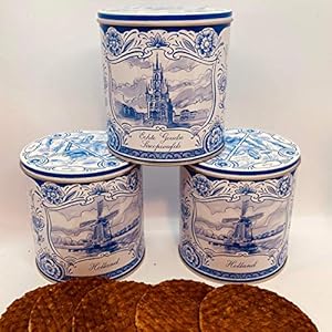 Guilty Candy Store – 3 Delfts blauwe blikken met elk 10 verse roomboter stroopwafels