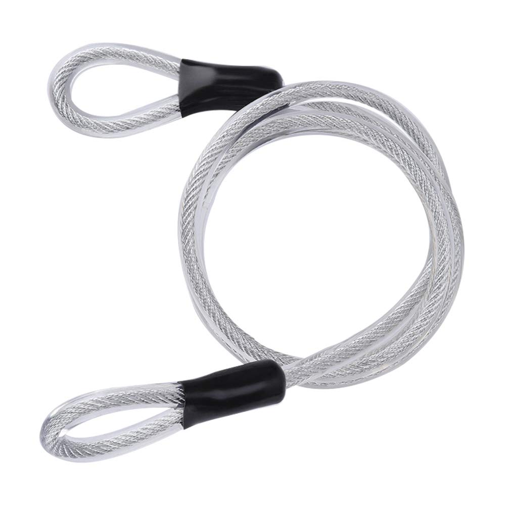 Security Steel Cable with Loops, 120cm Diameter 8m Lengthen Durable Steel Wire Rope Security Cable with Sealed Looped Ends for U-Lock and Padlock