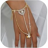 Rhinestone Hand Chain Bracelets with Rings Sexy Finger Chains Rings Bracelets Crystal Layered Hand Chain Wedding Hand Body Accessory Jewelry for Women