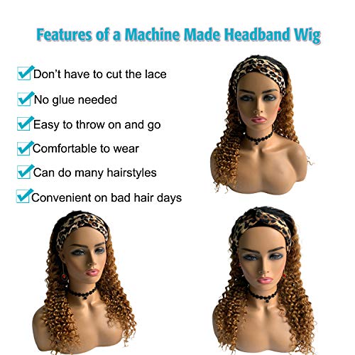 Licoville-1B27-Curly-Headband-Wig-Human-Hair-None-Lace-Front-Honey-Blonde-Loose-Deep-Wave-Human-Hair-Wigs-12-150-Density-Machine-Made-Blonde-Wig-with-Hair-Bands