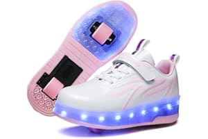 Qneic Roller Shoes USB Rechargeable Roller Skate Shoes Wheels Sneakers for Boys Girls Light Up Shoes Kids