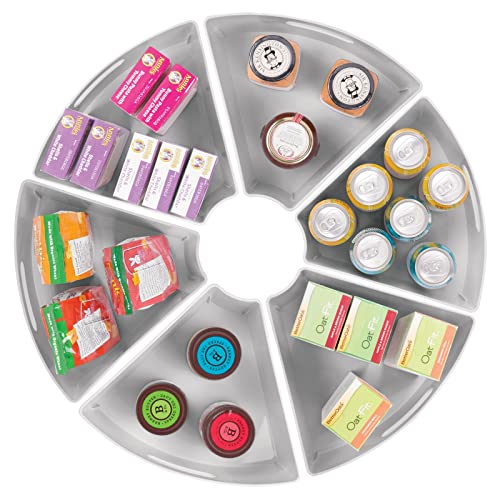 mDesign Kitchen Plastic Lazy Susan Storage Organizer Bins with