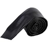 Men's Skinny Tie Handmade PU Leather Black Narrow Necktie