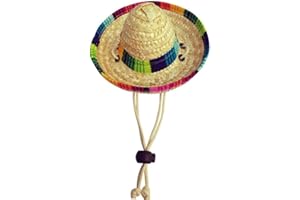 KOPIDA Cute Mini Puppy Dog Cat Sunflower Straw Hat Woven Sun Hat Cap Mexican Sombrero Pet Supplies Cute Costume for Small Dogs and Cats Adjustable, Inner Dia: 3.15 in, Outer Diameter: 6.3 in.