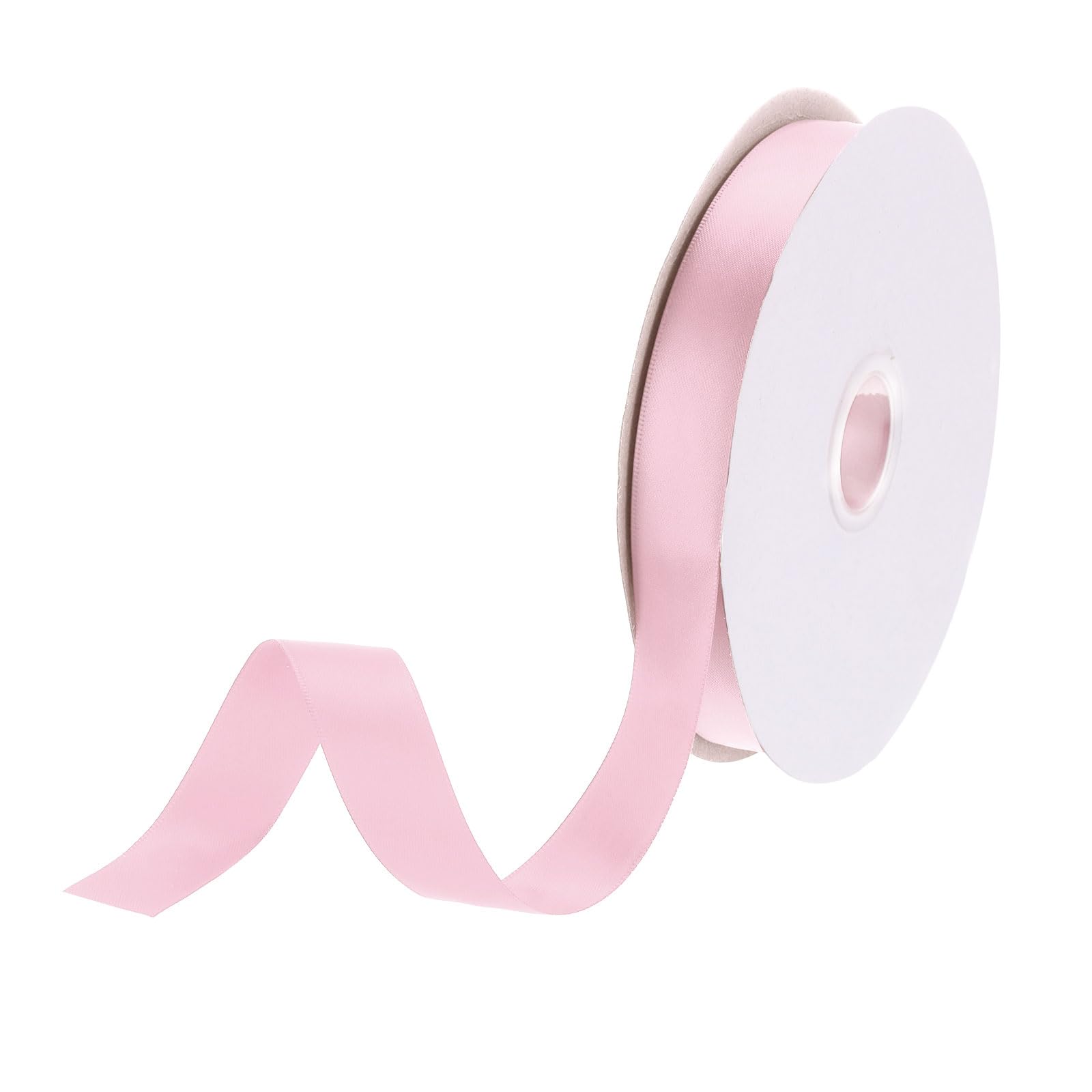 DMiotech 20mm Satin Ribbon 46m/150ft Thin Double Face Fabric Grosgrain Ribbon for Gift Wrapping Floral Hair Flower Bouquet, Light Pink