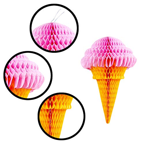 image for PARLAIM 1588 Set of 16 Party Hanging Ice Cream Paper Pom Poms Honeycom
