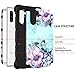 Casetego Compatible with Galaxy Note 10 Case,Floral Three Layer Heavy Duty Hybrid Sturdy Shockproof Full Body Protective Cover Case for Samsung Galaxy Note 10,Blue Flower