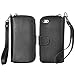 Pooqdo (TM) 2015 Newest Magnetic Zip Flip Wallet Leather Card Case Cover for Iphone 5 5g 5s (Black)