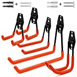 Mygogo Utility Hooks Garage Storage Hooks,Heavy Duty Iron and PVC U Hooks, Wall Mount Tool Holder Hanger Organizer for Ladder Shovels Pack of 5