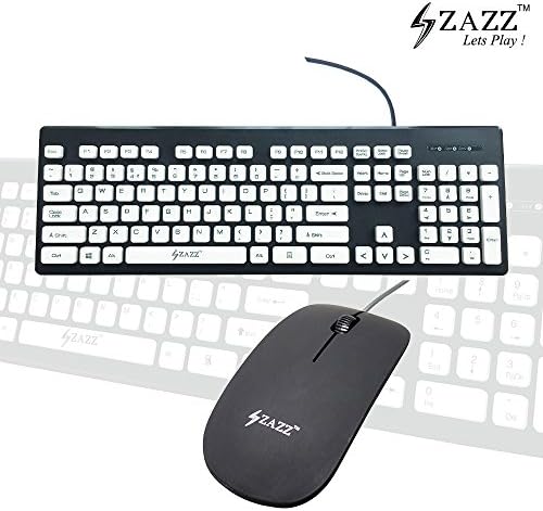 ZAZZ Combo Chocolate Chiclet Island Keyboard Mac PC Laptop Washable Spill-Proof 104 White Island Keys Easy Typing ABS Plastic 1000Dpi Sleek Lightweight Optical Ergonomic Mouse Smooth Rubber Finish